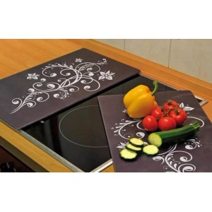 Westfalia Herd-Abdeckplatten Nero 3 In 1 Glaskeramik Ornament-Design 52 X 30 cm 2er-Set
