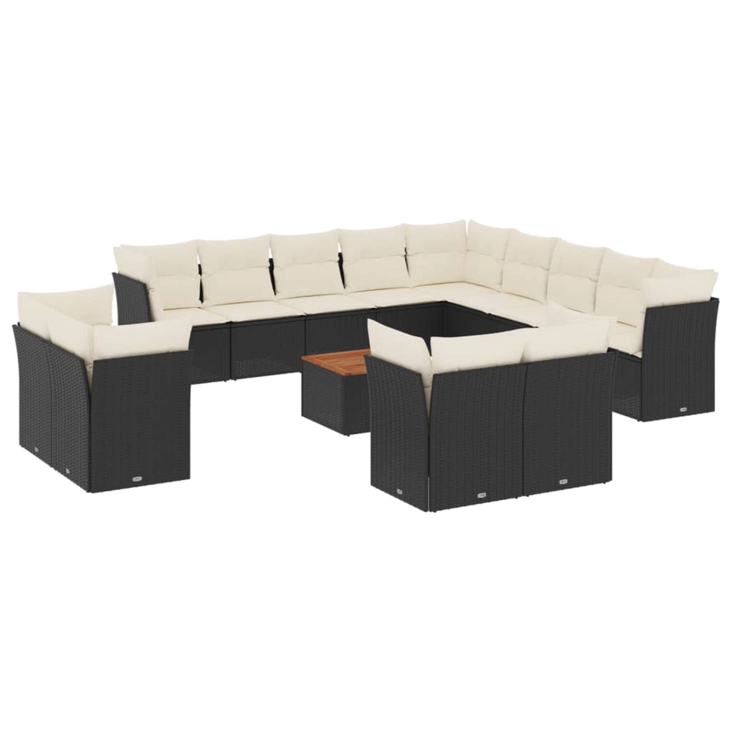 vidaXL 14-Tlg Garten-Sofagarnitur mit Kissen Schwarz Poly Rattan 3256287 günstig online kaufen