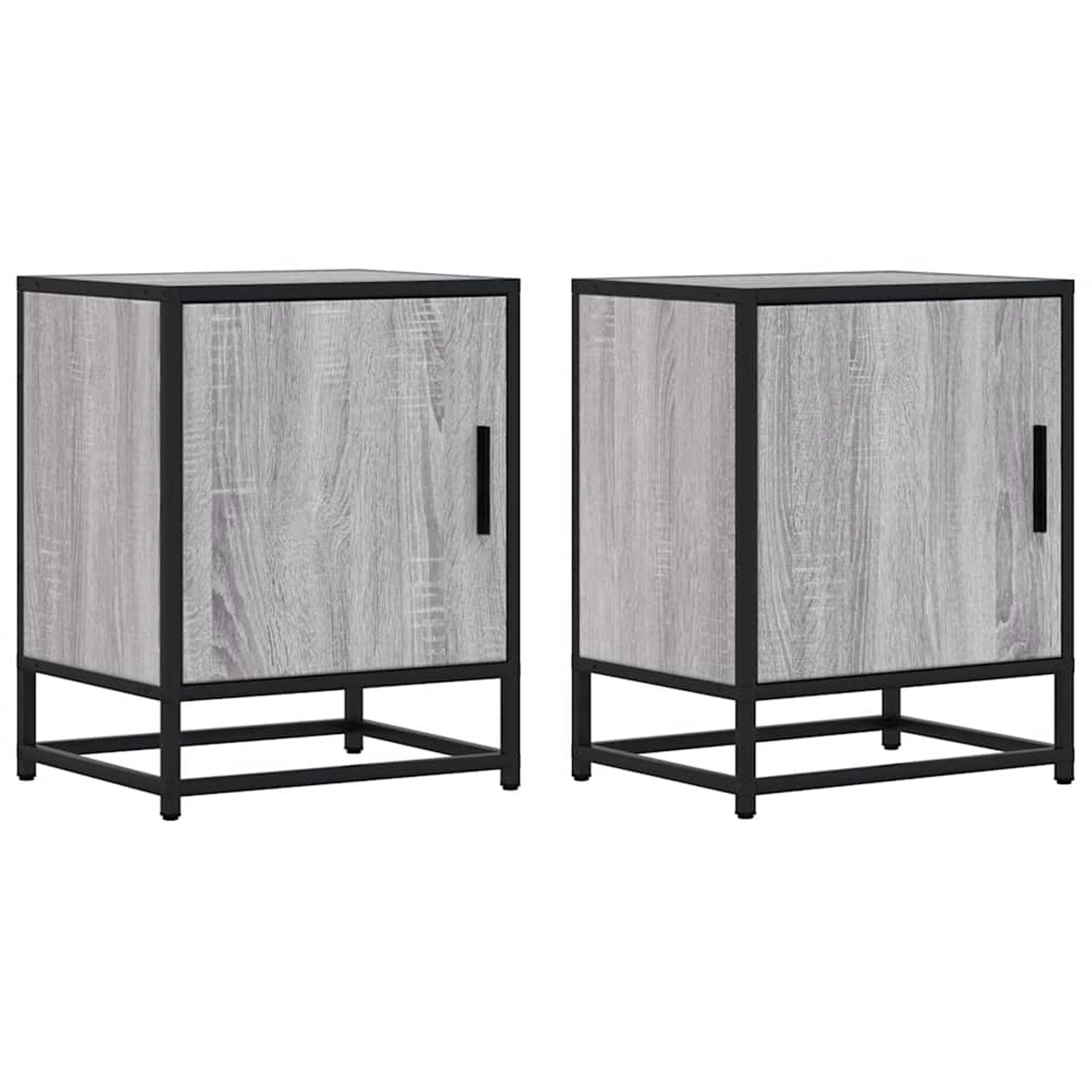 vidaXL Nachttische 2 Stk, Grau Sonoma 40x31x50 cm Holzwerkstoff Metall 8487 günstig online kaufen