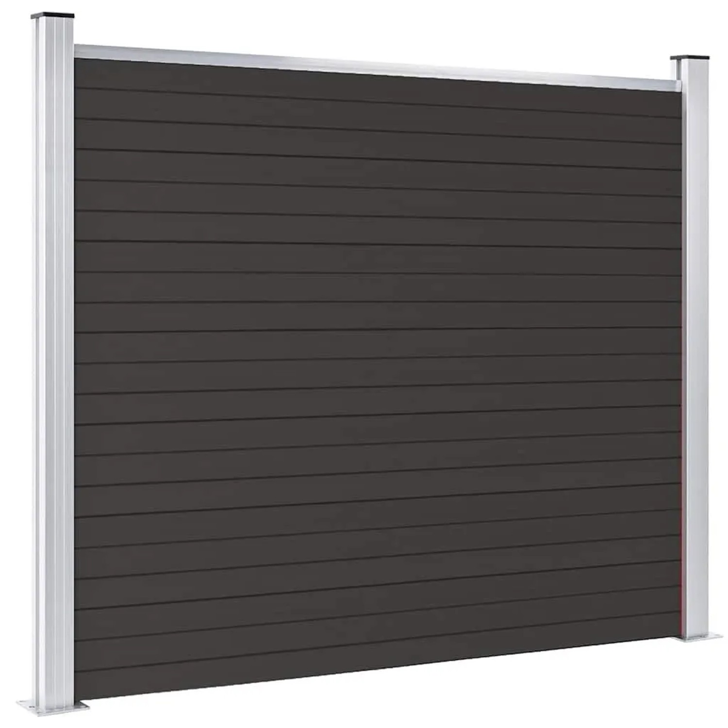 Schwarzes vidaXL Zaunelement aus WPC, 180x146 cm, mit Aluminium- und Stahlpfosten.