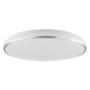 Weiße LED Deckenleuchte Avalis mit gebürstetem Aluminiumrand, Durchmesser 38 cm.