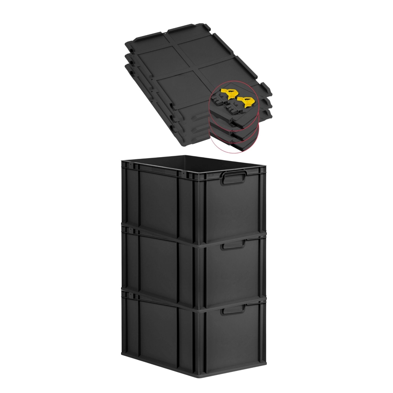 PROREGAL SuperSparSet 3x Eurobox Nextgen Grip Mit Scharnierdeckel Und Gelbe günstig online kaufen