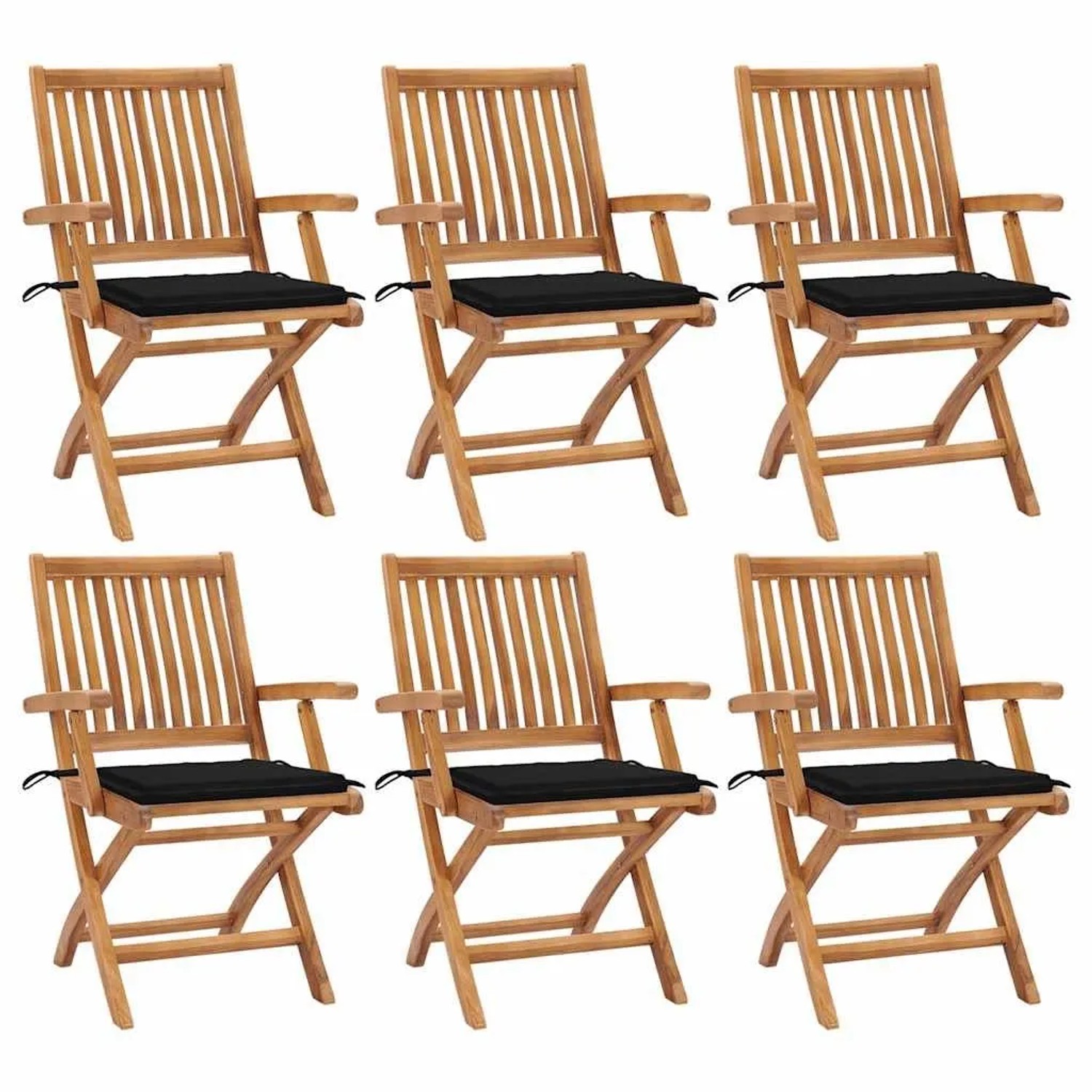 vidaXL Klappbare Gartenstühle mit Kissen 6 Stk Massivholz Teak 3072757