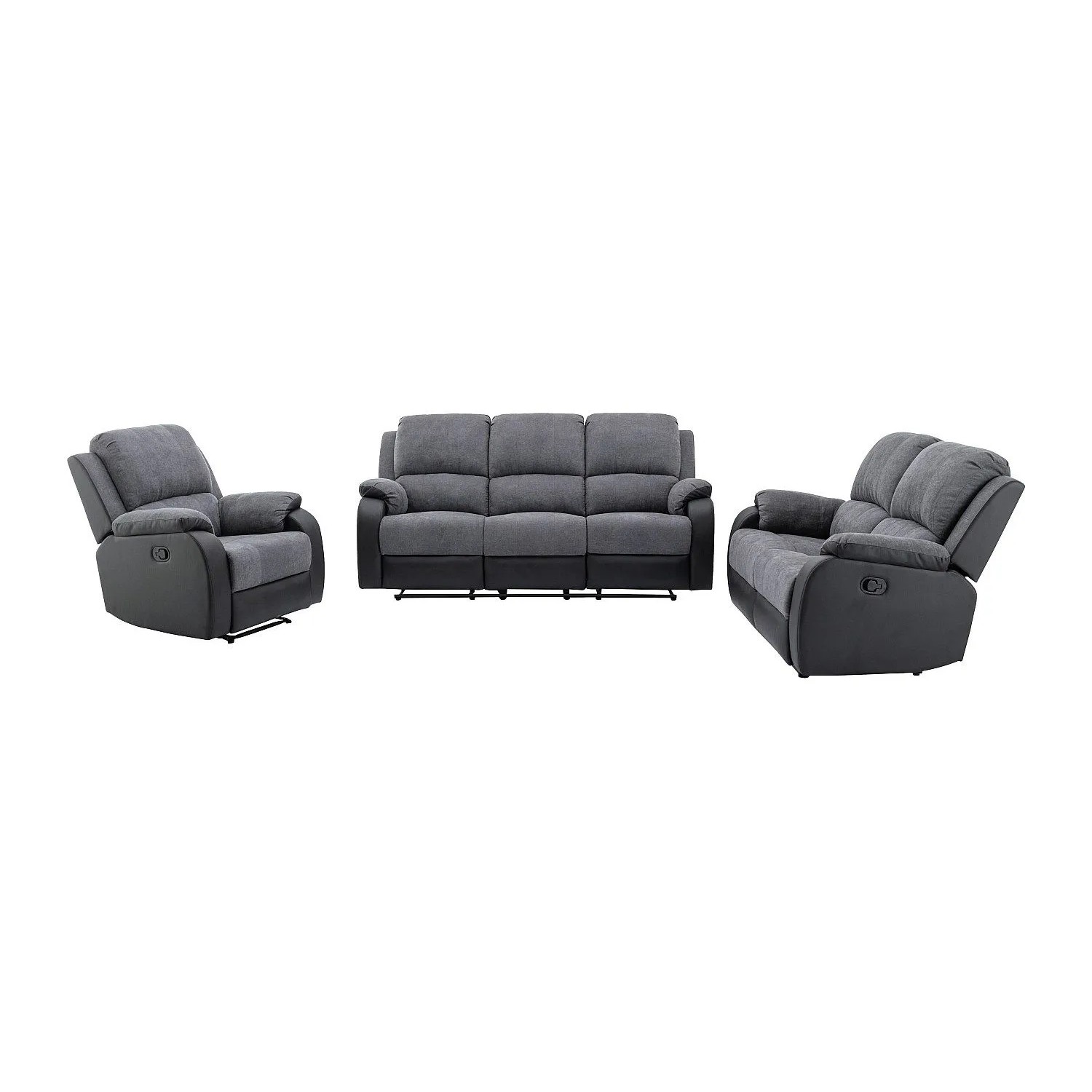 Vente-unique Couchgarnitur Mit Sessel Brody Schwarz  Grau 87 cm  148 cm  202 cm