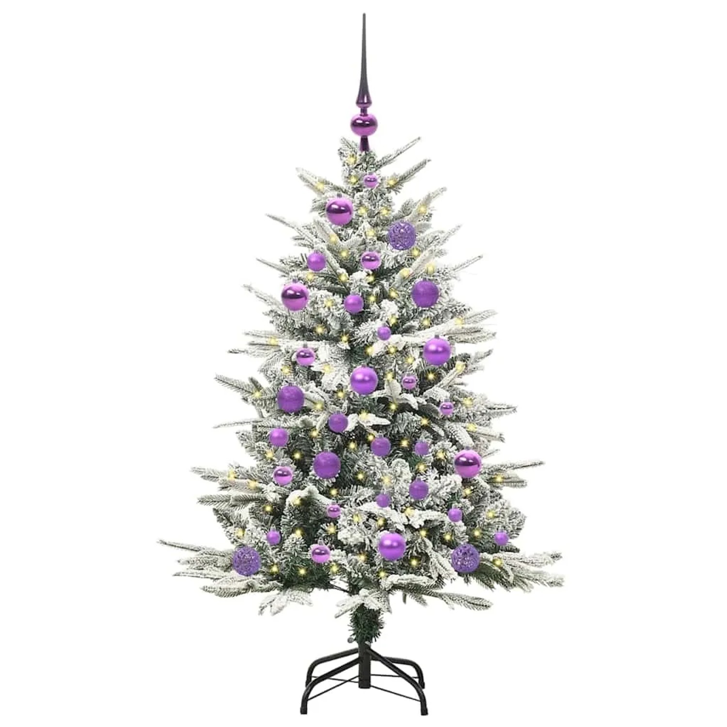 vidaXL Künstlicher Vorbeleuchteter Weihnachtsbaum mit Kugelset Grün 3395381
