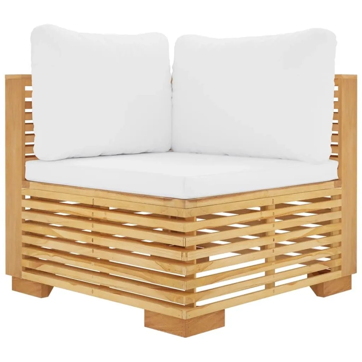 vidaXL Garten-Ecksofa mit Creme Kissen Massivholz Teak 319157