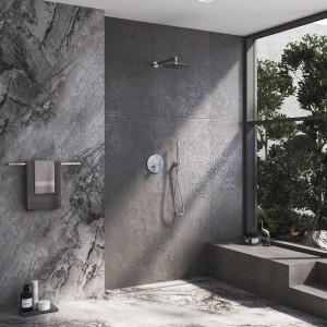 Kronenbach Unterputz Thermostat für 2 Verbraucher, runde Chrom Ausführung mit Smart Push Funktion.