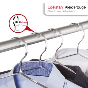 SOTECH 10er Set Design Kleiderbügel Edelstahl 450 x 193 mm mit Haken