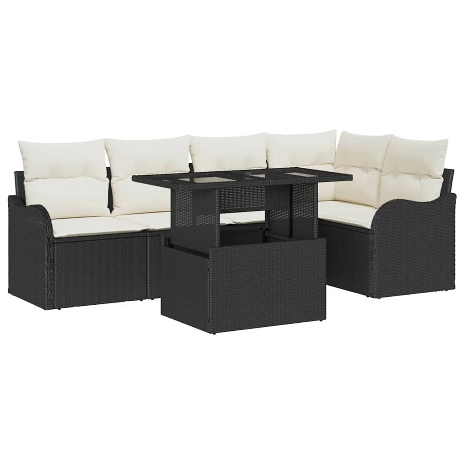 vidaXL 6-Teiliges Garten-Sofa-Set mit Kissen in Schwarz Poly Rattan 3348463 günstig online kaufen