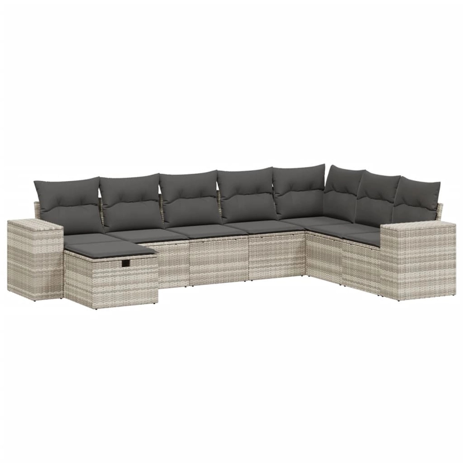 vidaXL 8-Tlg Garten-Sofagarnitur mit Kissen Hellgrau Poly Rattan 3264518 günstig online kaufen