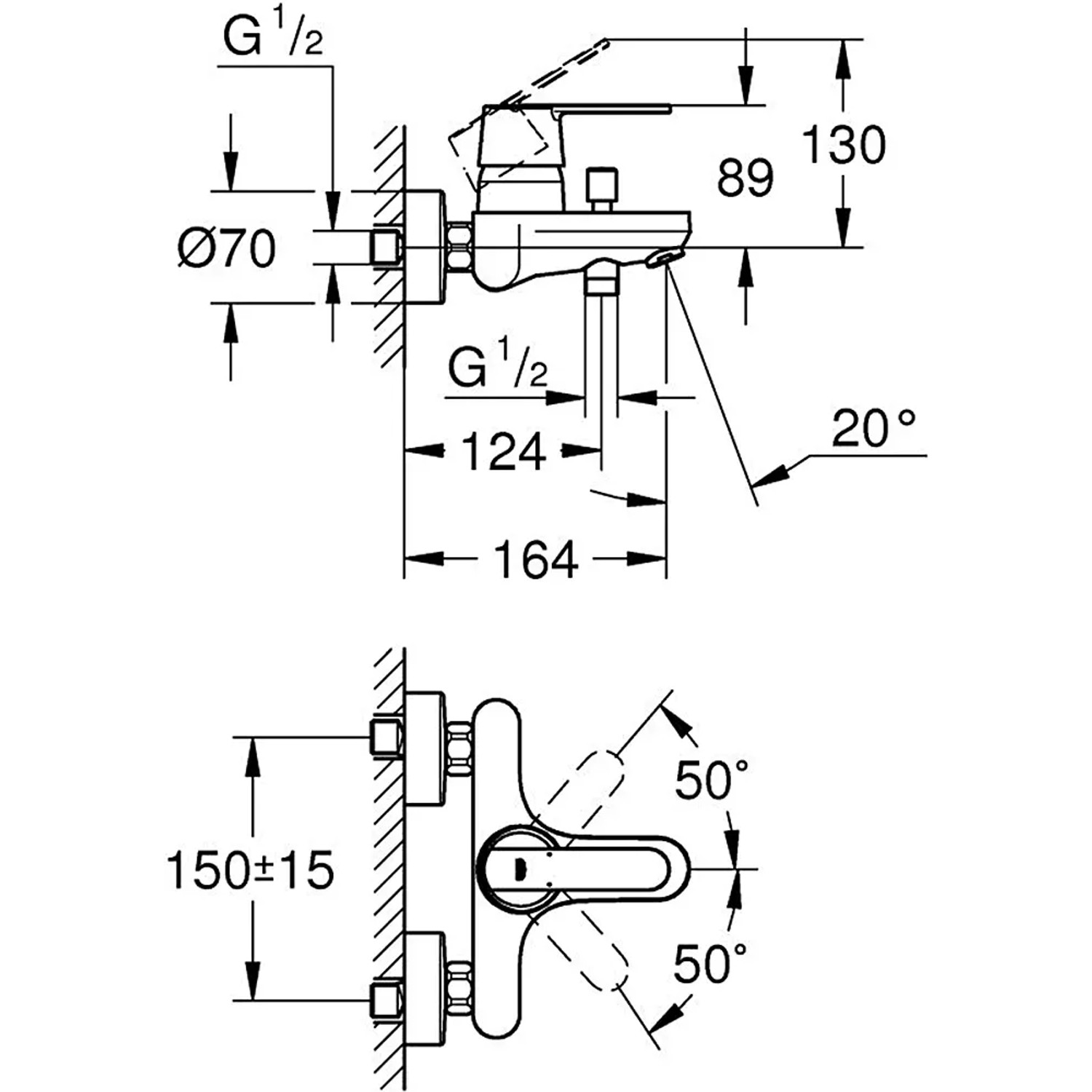 Grohe QuickFix Einhebelmischer-Wannenarmatur Get Chrom kaufen bei OBI
