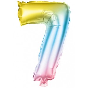 Party Factory Folienballon Zahl 7, Multicolor, 100 cm hoch. Deko für Geburtstag & Party.