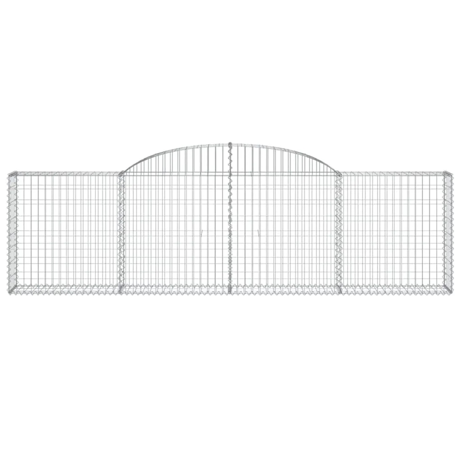 8er Set vidaXL Gabionen mit Hochbogen, 300x30x80/100 cm, aus verzinktem Eisen.