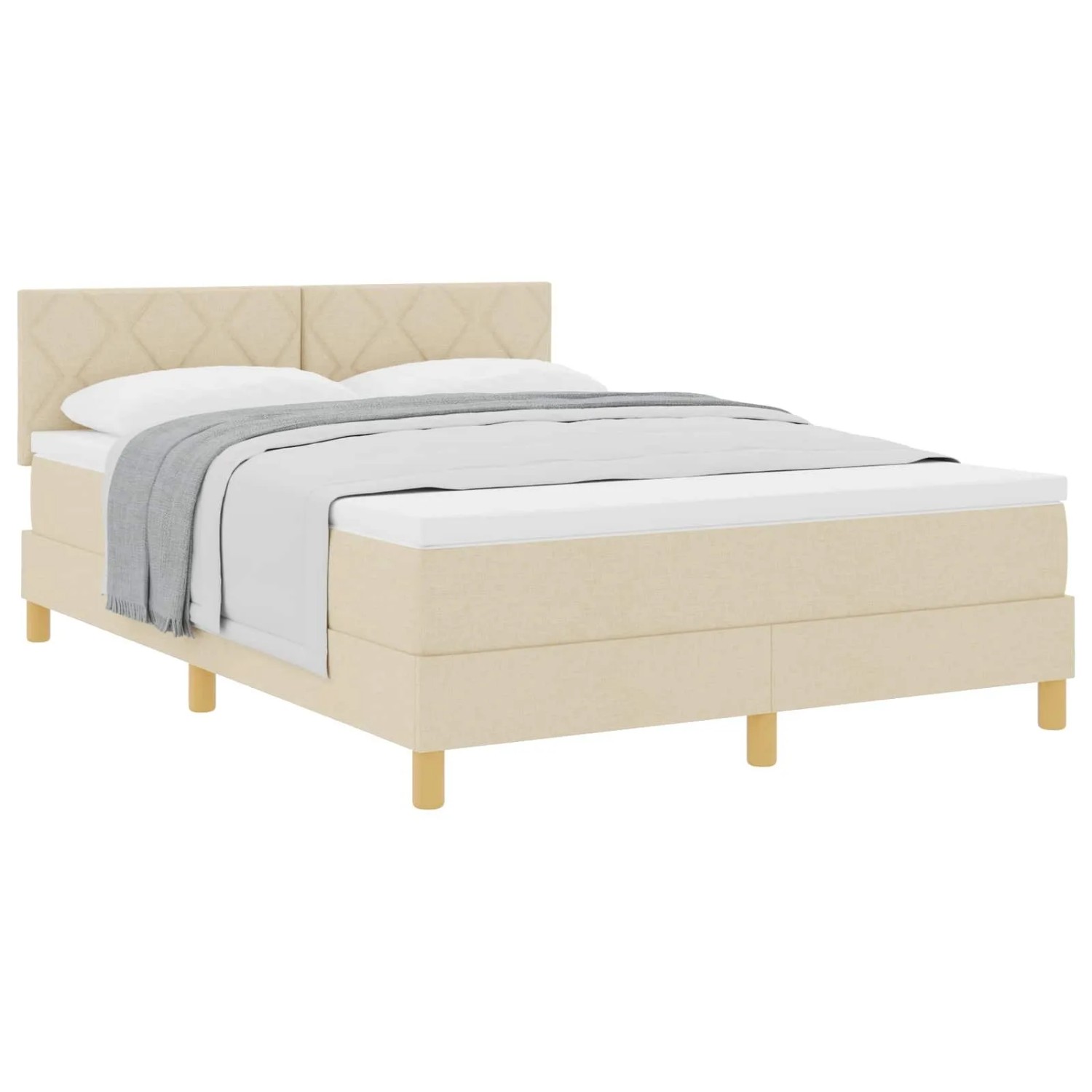 vidaXL Boxspringbett mit Matratze Creme 160 x 200 cm Stoff 3339012