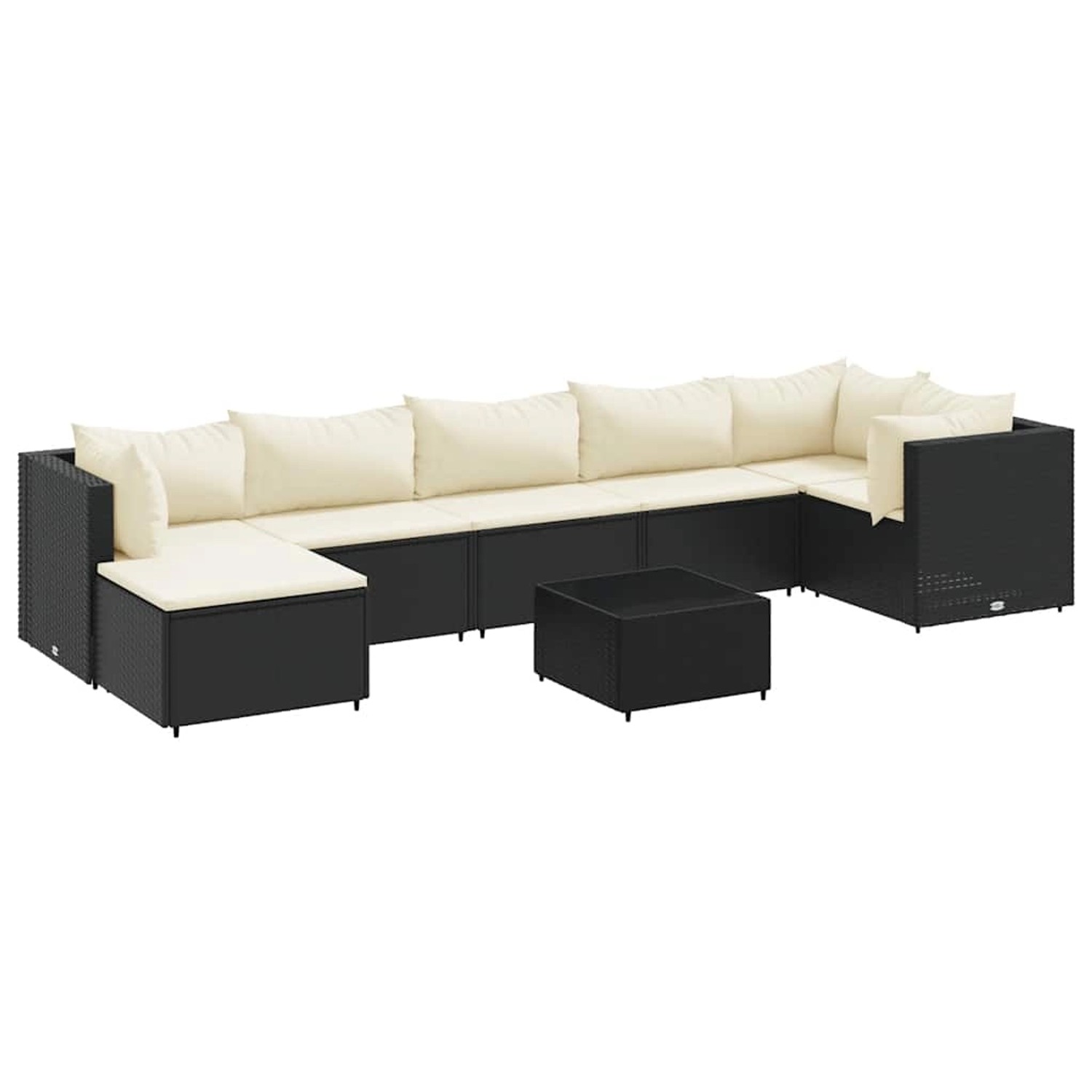 vidaXL 8-Tlg Garten-Lounge-Set mit Kissen Schwarz Poly Rattan 3308232 günstig online kaufen