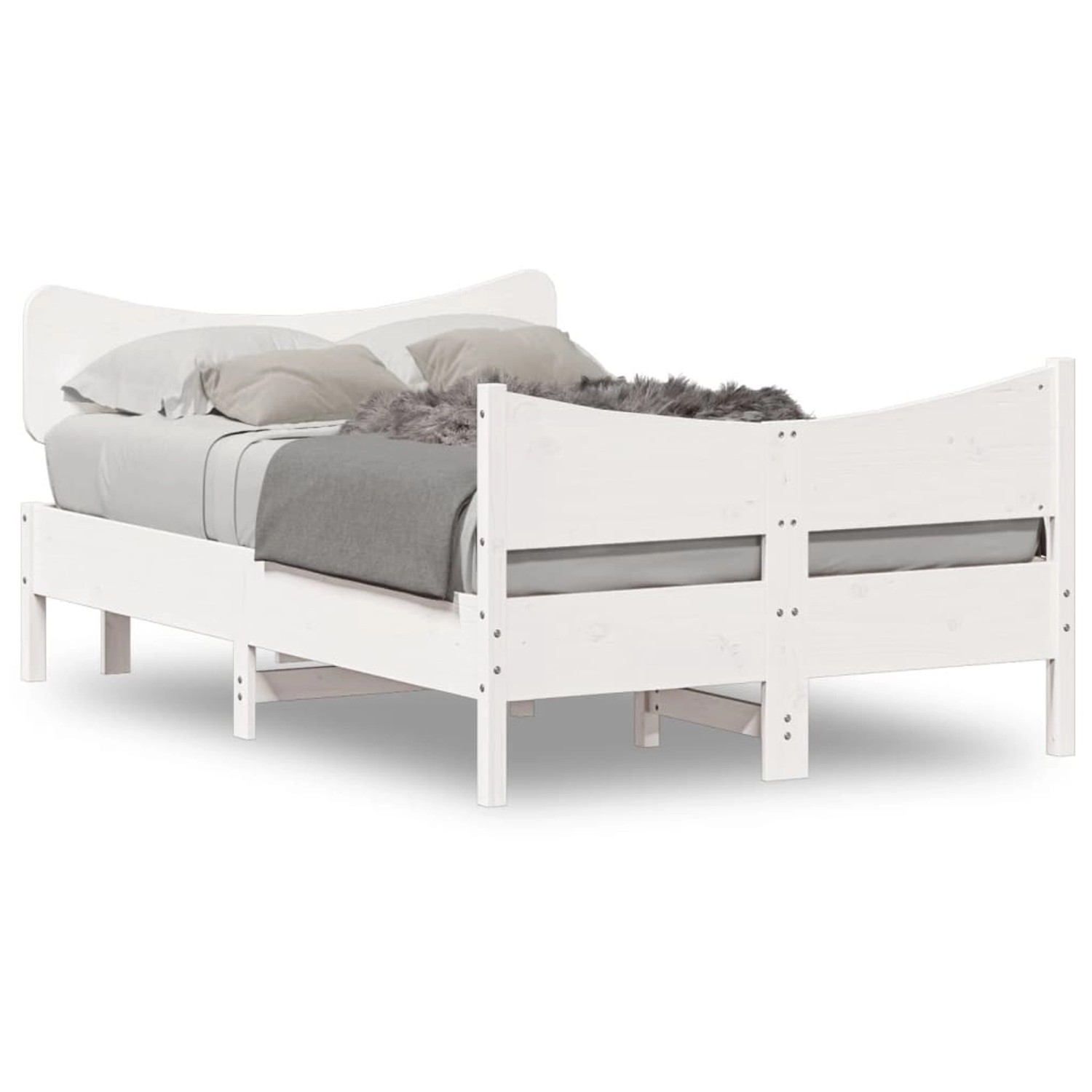 vidaXL Massivholzbett ohne Matratze Weiß 120x200 cm Kiefernholz 3216385 günstig online kaufen