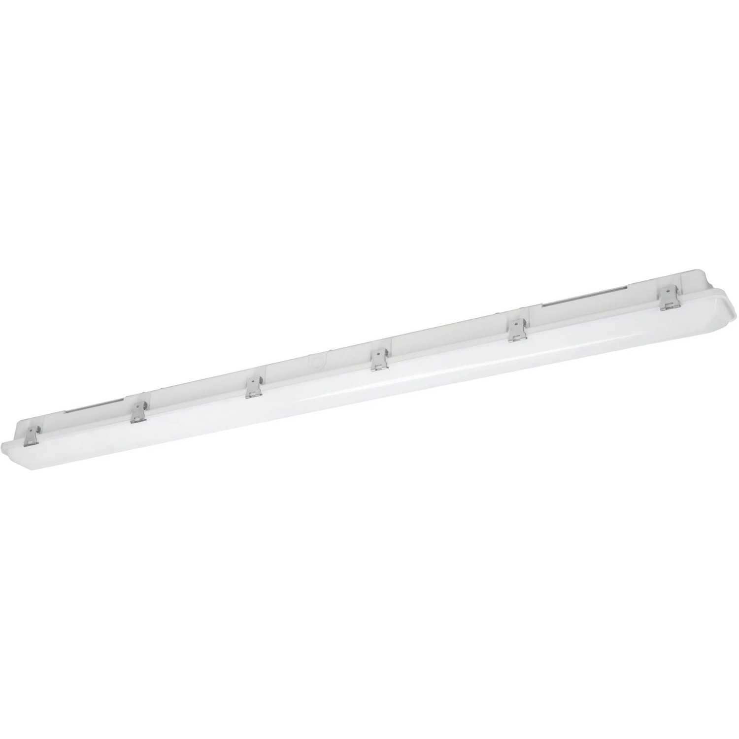 Graue Eglo LED-Wannenleuchte Expert Prime, 119 cm, für Feuchträume und Außenbereiche.