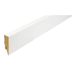 Weiße Sockelleiste, 16x58x2500 mm, zur einfachen Montage und farblichen Gestaltung.