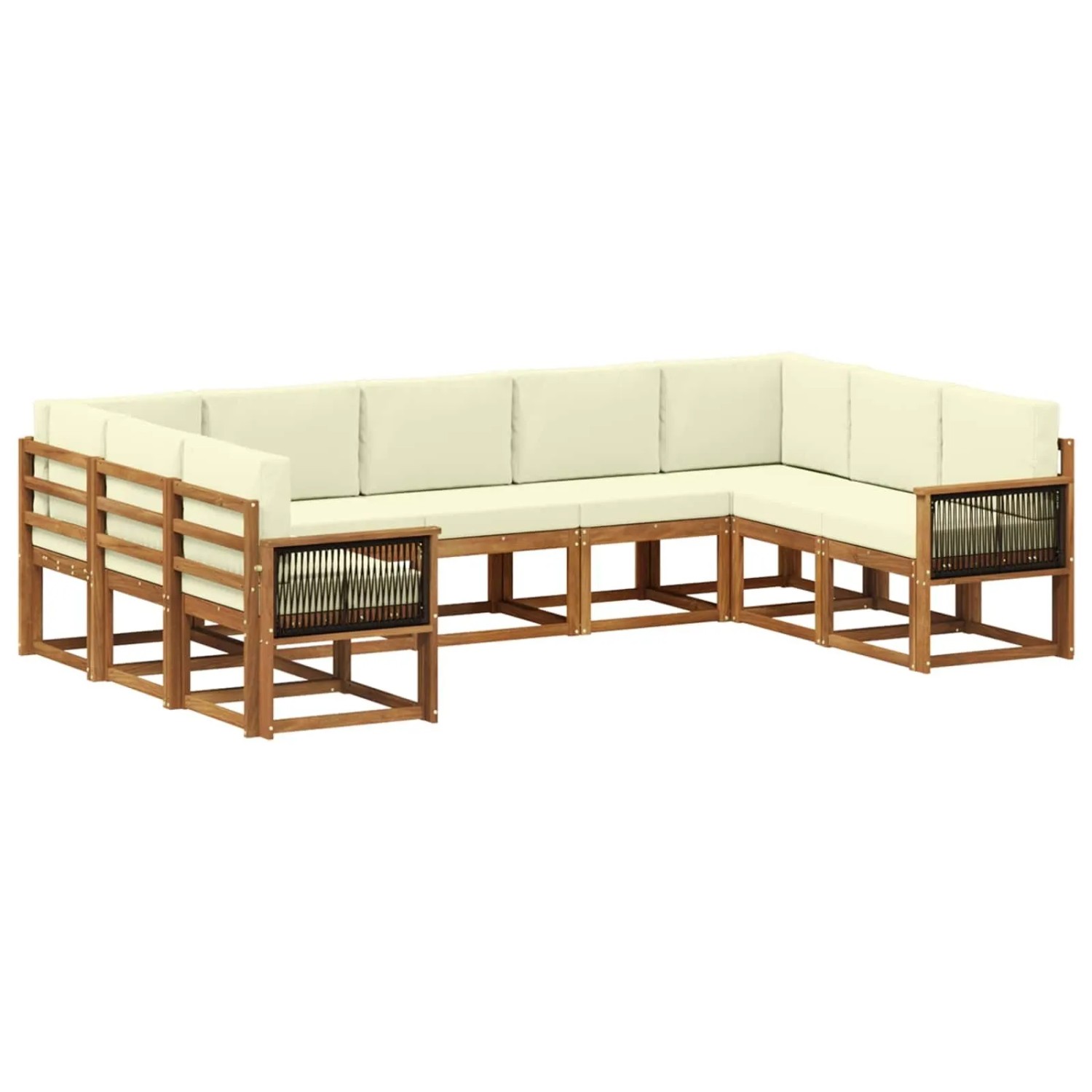 vidaXL Outdoor-Sofagarnitur 9 Stk Natur und Creme Massivholz Akazie 3385531