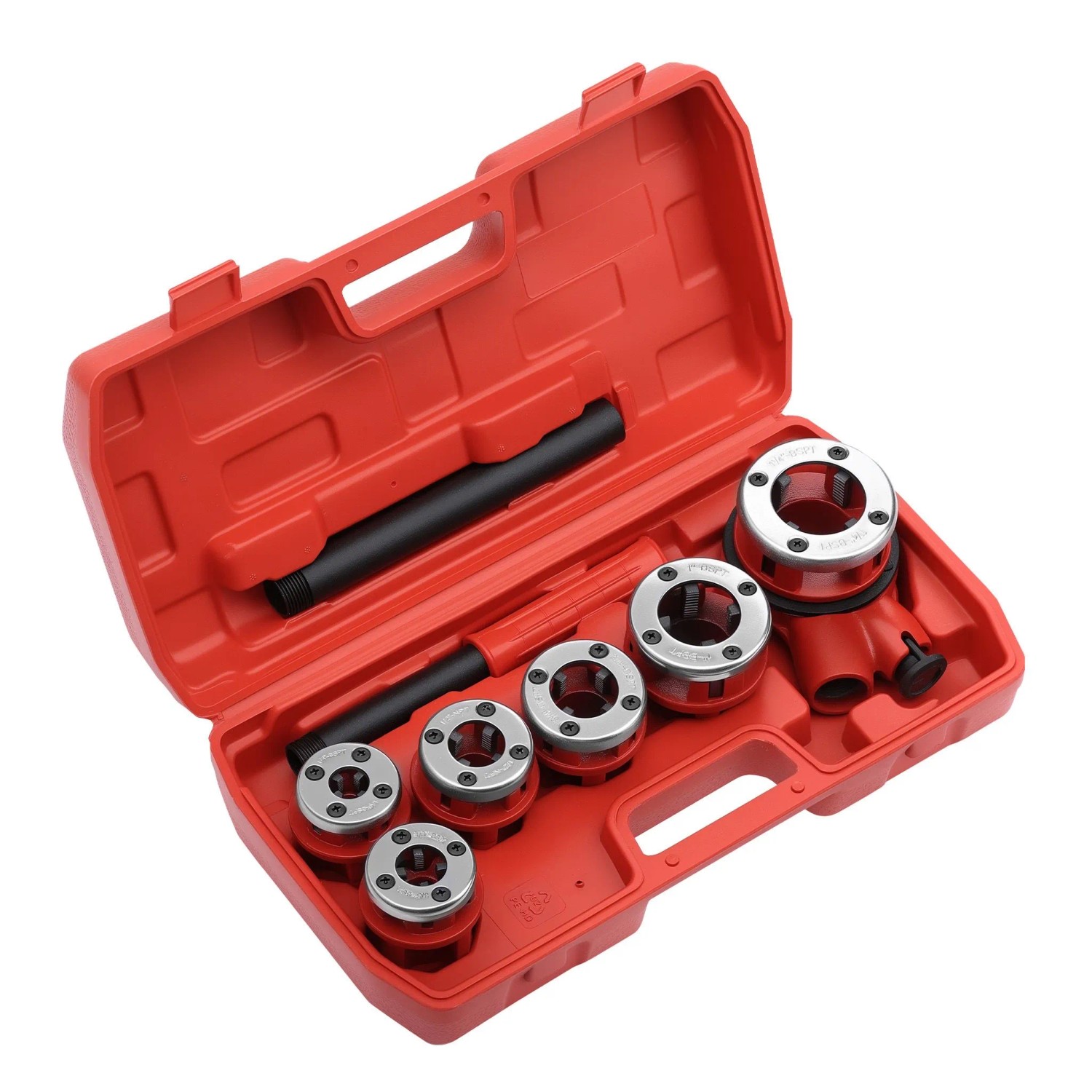 Wiltec Schneidkluppe Set 9Tl. Gewindeschneidkluppe Gewindeschneider Schneideisen