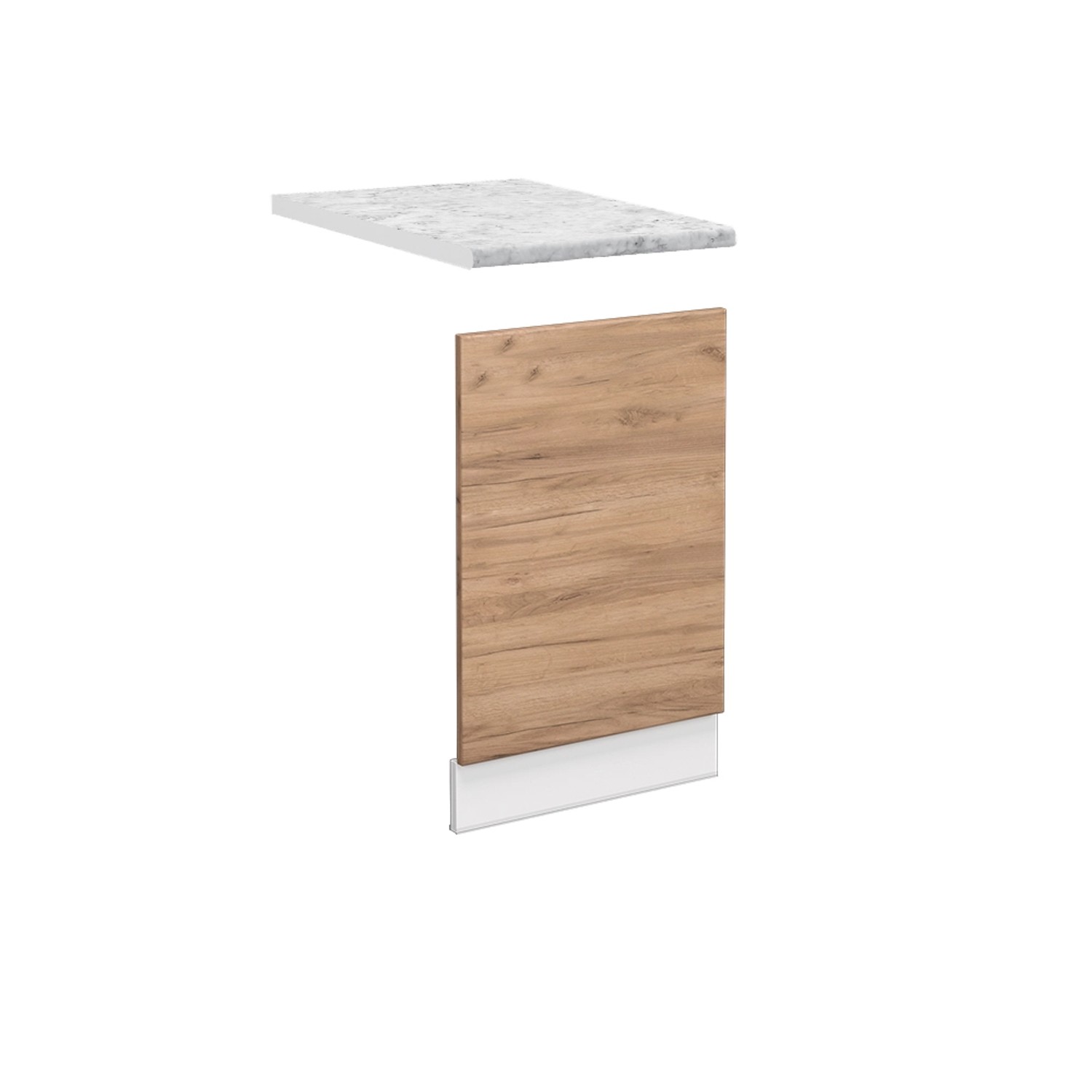 Vicco Frontblende Fame-Line Geschirrspüler Fronttür Goldkraft Eiche/Weiß 45 cm AP Marmor