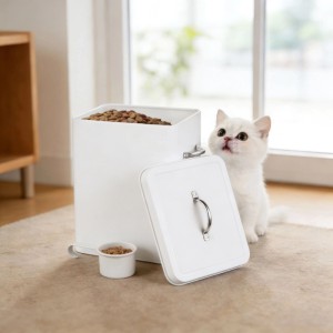 Relaxdays Waschmittelbox Metall Weiß Abnehmbarer Deckel 25,5 cm x 18 cm x 15,5 cm