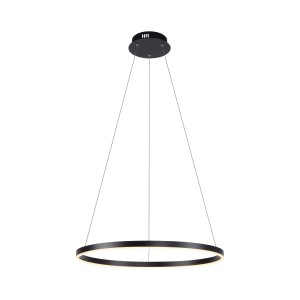 Moderne, anthrazitfarbene Just Light Pendelleuchte Ritus, Ø 60 cm, mit warmweißem Licht.