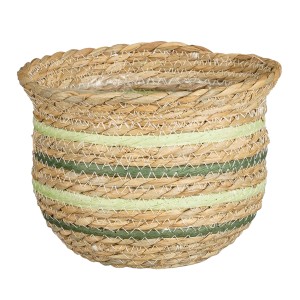 Beige-grüner Korb Cembra von Mica Decorations, Ø 19 cm, ideal als Übertopf.