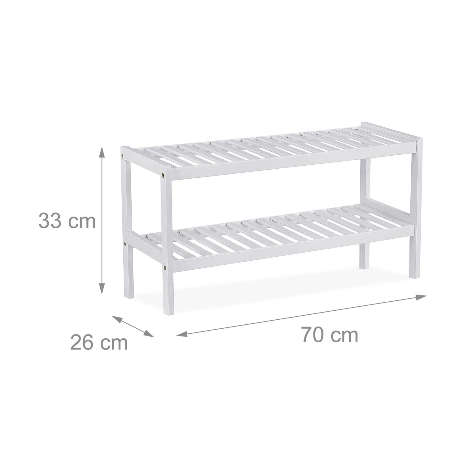 Relaxdays Schuhregal Bambus Weiß 2 Ablagen 33 cm x 70 cm x 26 cm 1,4 kg_4