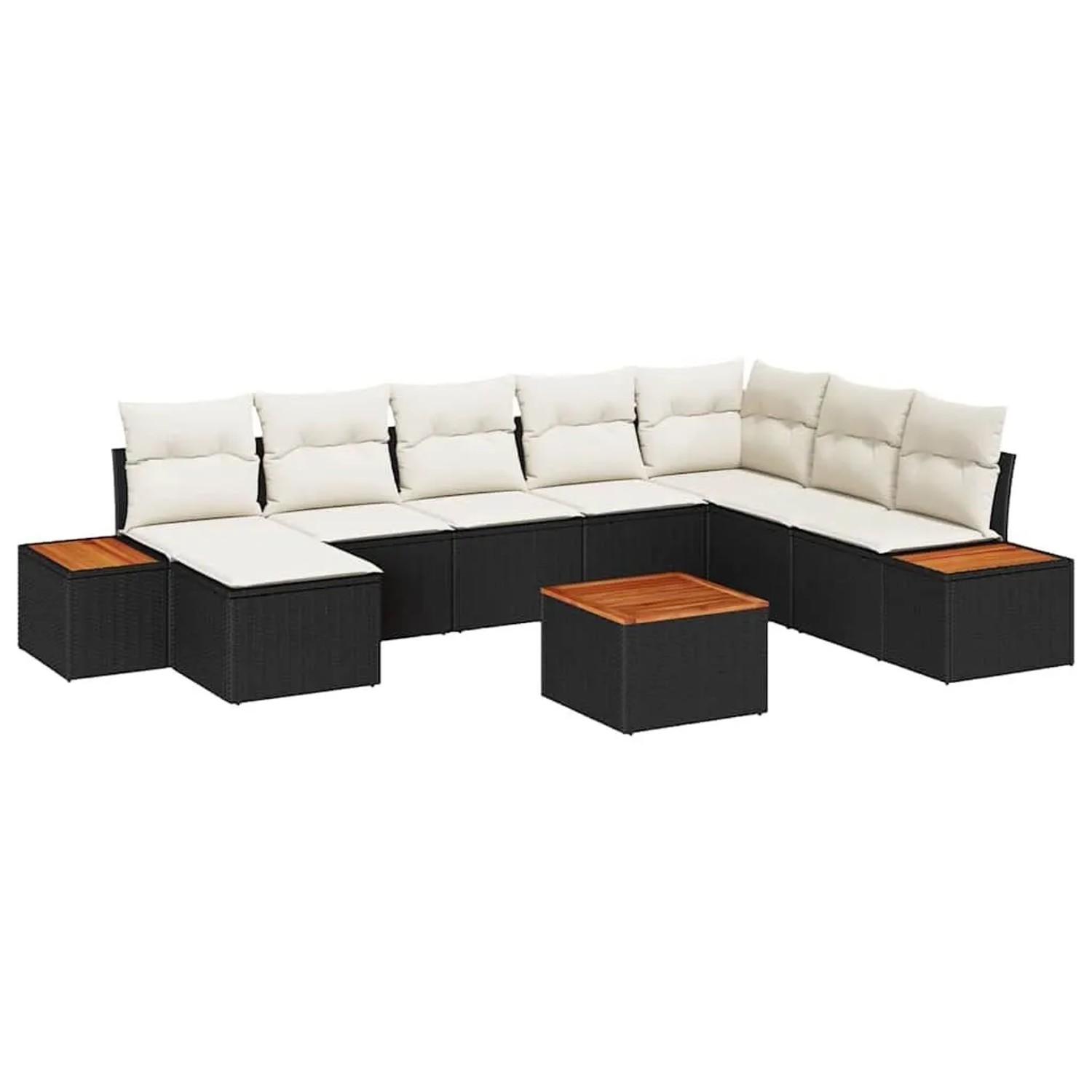 vidaXL Gartensofa-Set mit Kissen 9 Stk Schwarz und Creme Polyrattan 3356817 günstig online kaufen