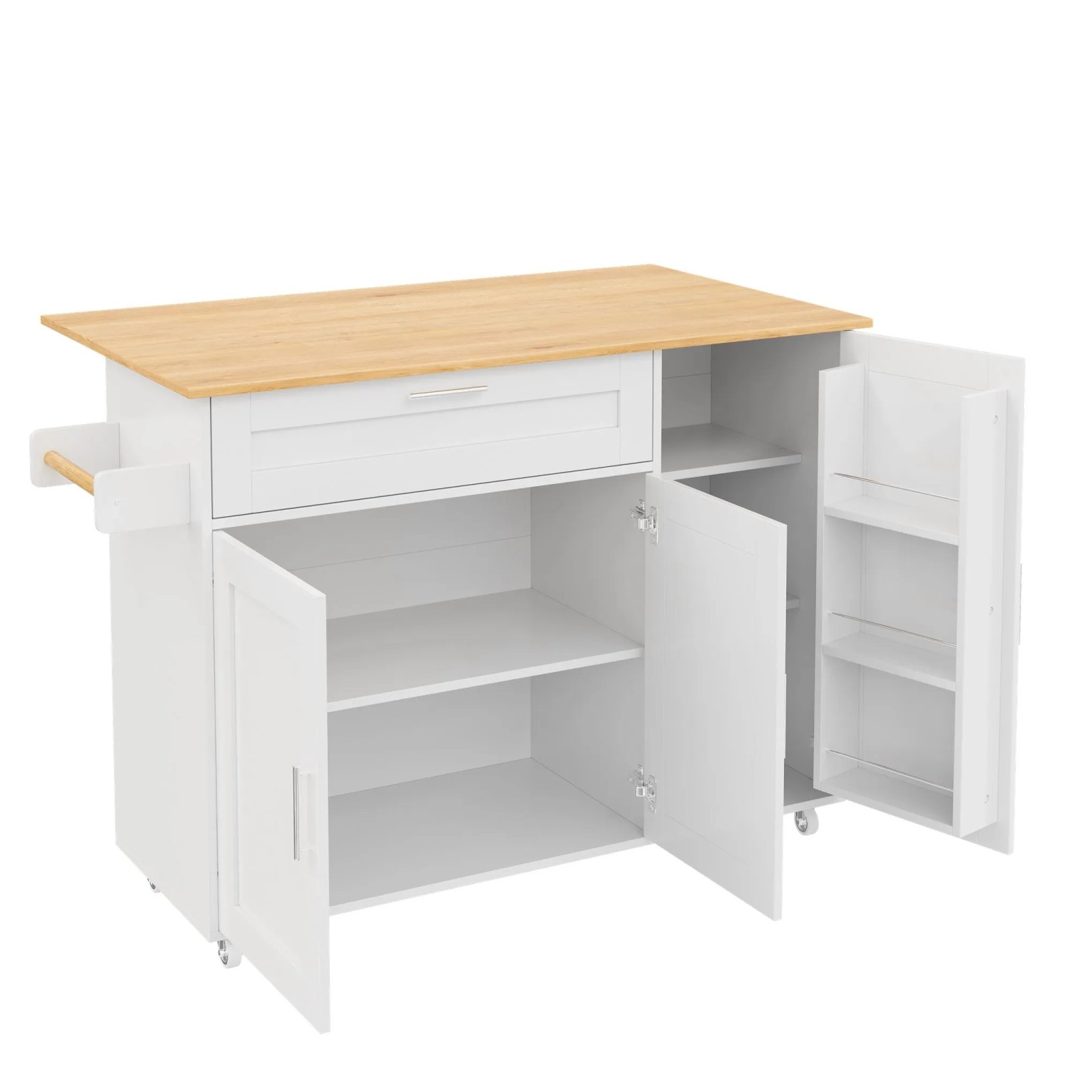 okwish Küchentisch mit Klappbarer Arbeitsplatte Küche 132.5x44-70x90cm Weiß