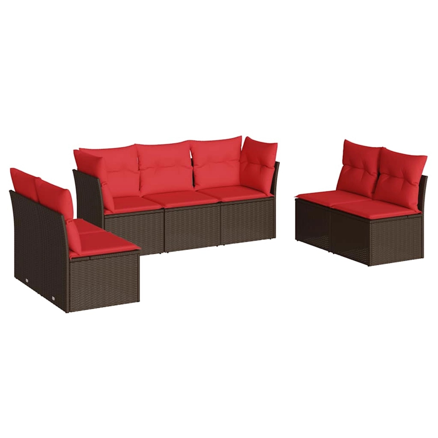 vidaXL 7-Tlg Garten-Sofagarnitur mit Kissen Braun Poly Rattan 3217414 günstig online kaufen