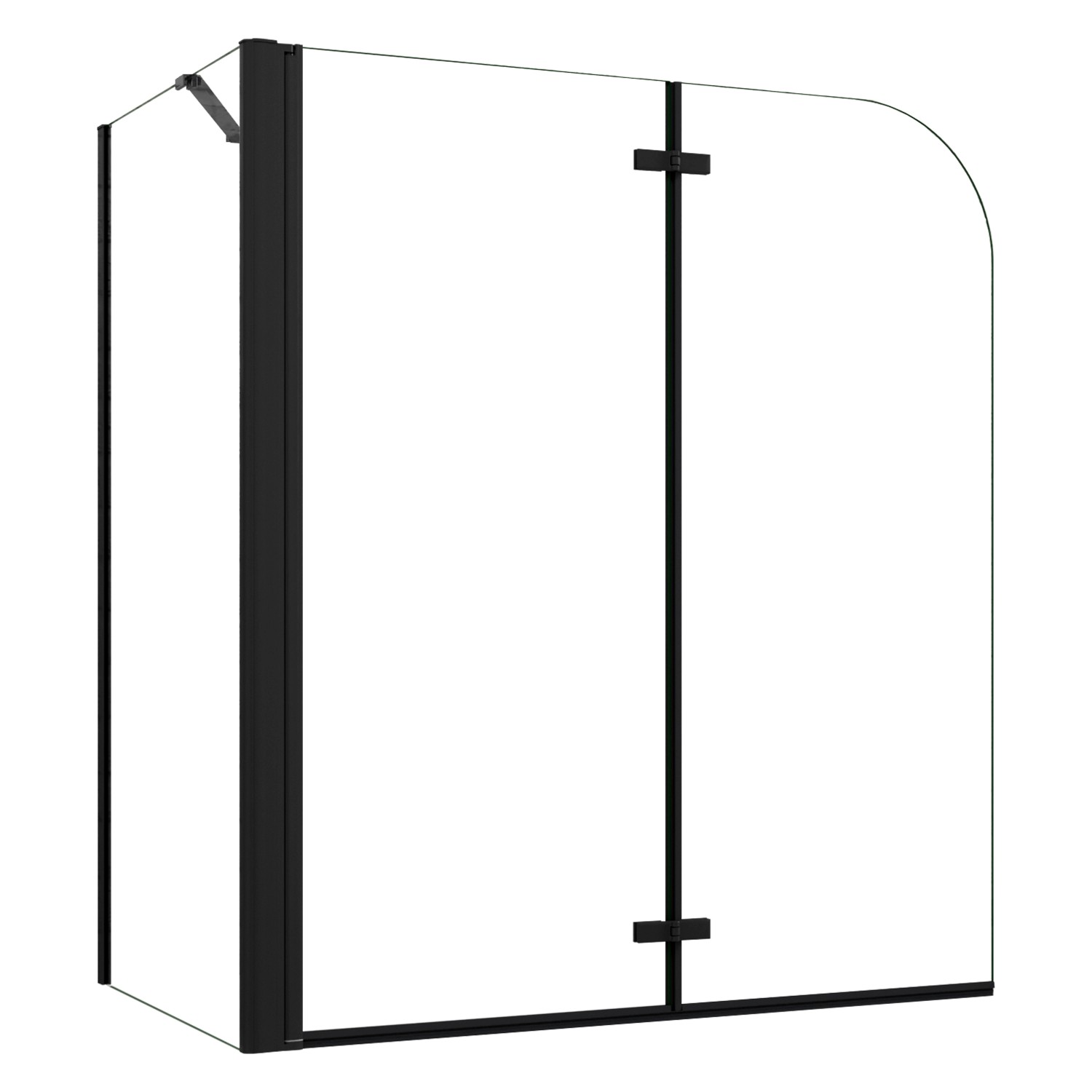 AICA 100cm Schwarz Badewannenaufsatz 2-tlg. Faltwand mit 80cm Seitewand 6mm günstig online kaufen
