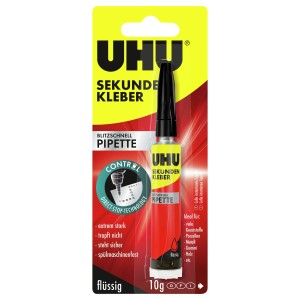 Uhu Sekundenkleber Blitzschnell Pipette, 10g, für präzises Kleben.