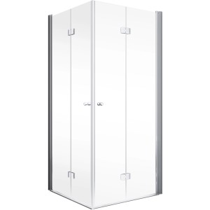 Schulte Drehfalttür Eckeinstieg AlexaStyle2.0, Alu Natur, Klarglas, 100cm. Duschtür mit Eckeinstieg.