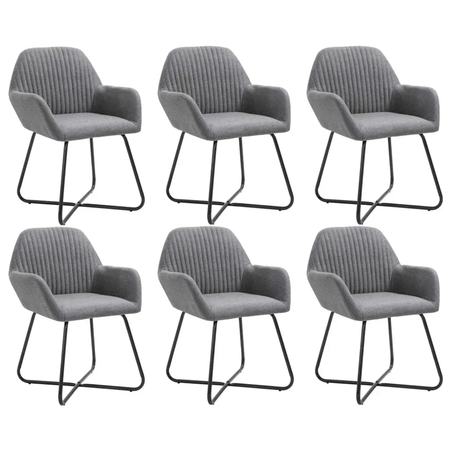 vidaXL Esszimmerstühle 6 Stk Dunkelgrau Stoff 277097