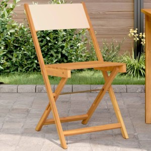 vidaXL Bistrostühle 2 Stk Beige Massivholz Akazie & Stoff 367684