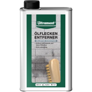 Ultrament Ölfleckenentferner 0,5 l im Metalleimer mit Bürste. Reinigungsmittel für Pflastersteine und saugende Untergründe.