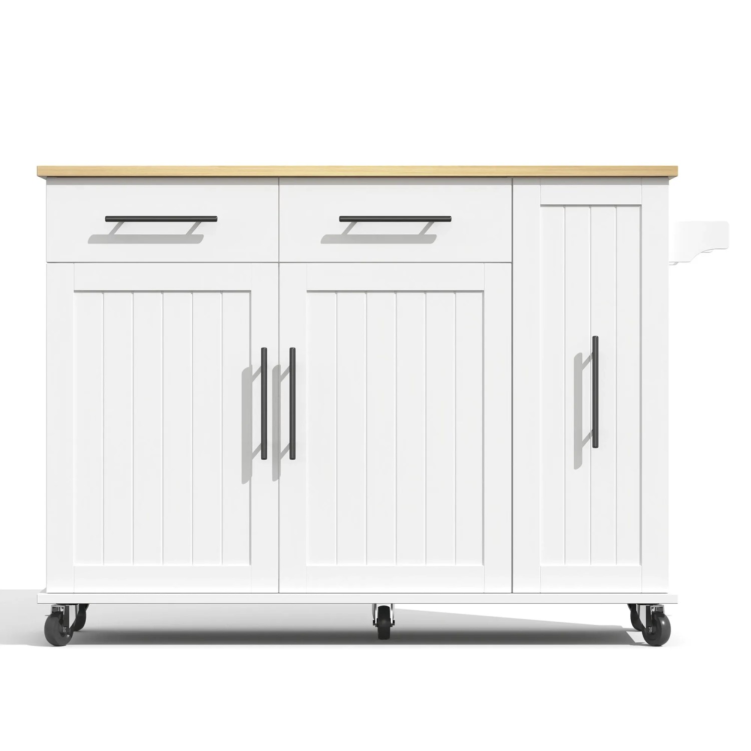okwish Kücheninsel mit Klappbarer Arbeitsplatte Rollen Handtuchhalte 120x40x90cm Weiß