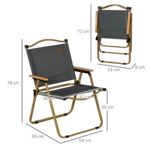 Outsunny Campingstuhl Oxfordstoff Stahl Dunkelgrau 54L x 59B x 78H cm