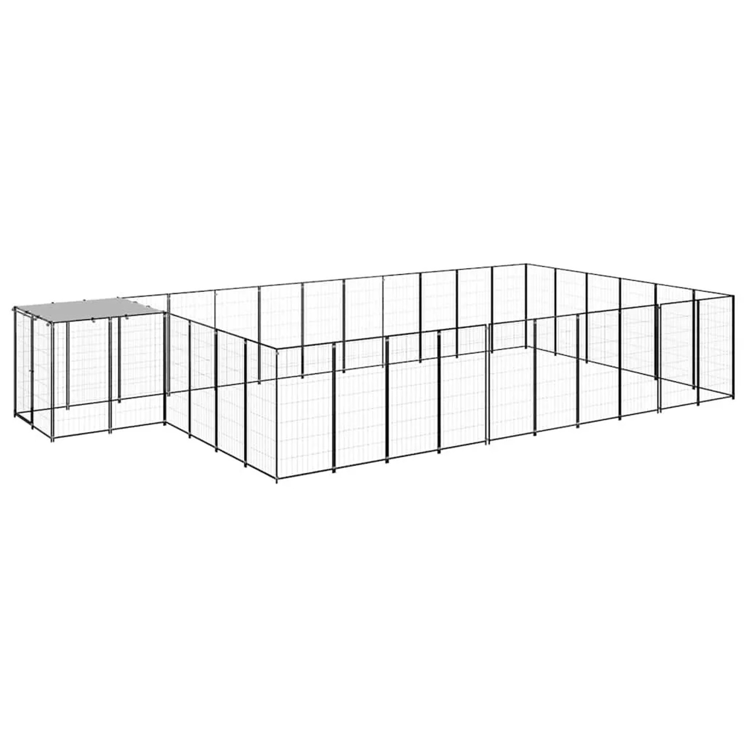 vidaXL Hundezwinger Schwarz 19,36 m² Stahl 3082215