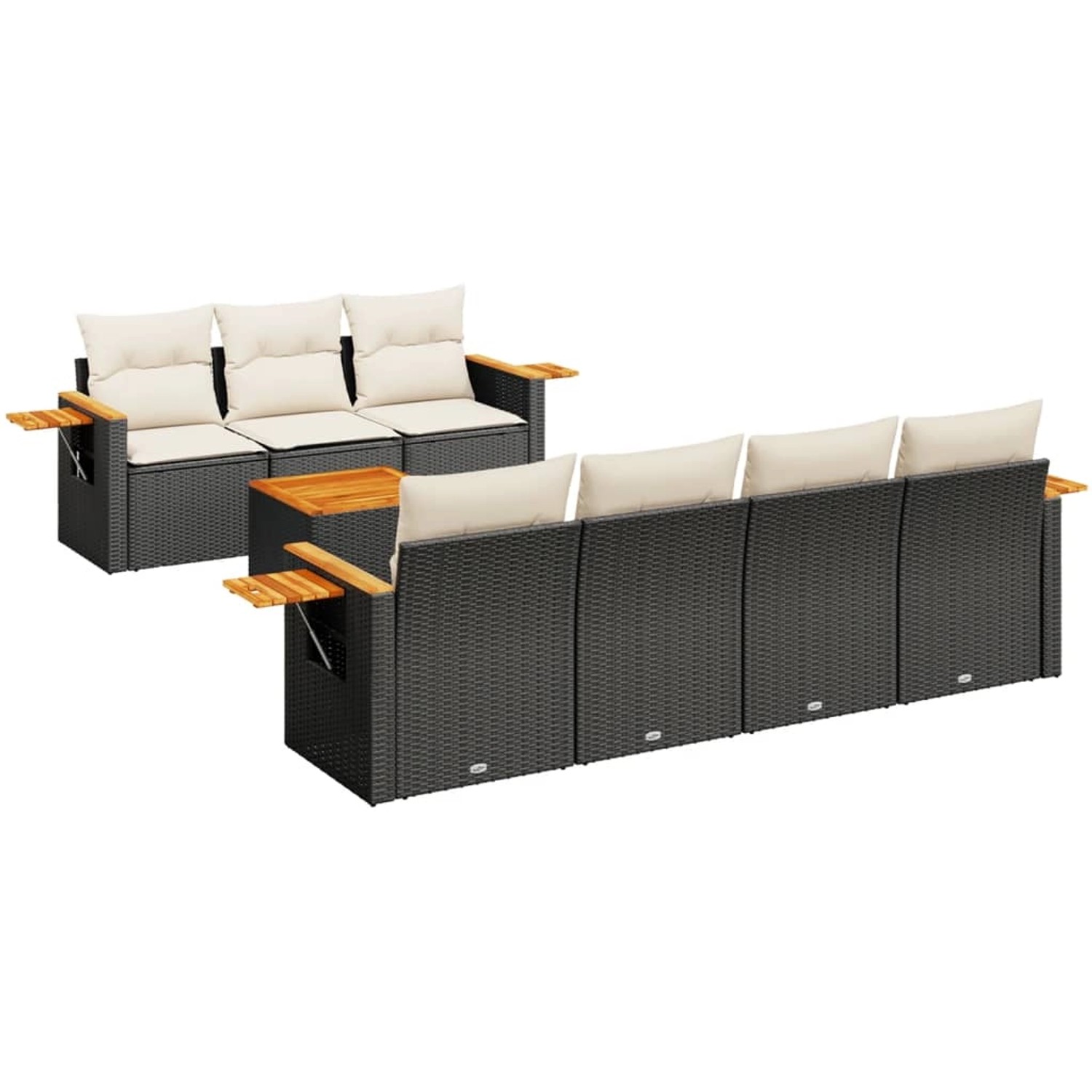 vidaXL 8-tlg Garten-Sofagarnitur mit Kissen Schwarz Poly Rattan Modell 236 günstig online kaufen