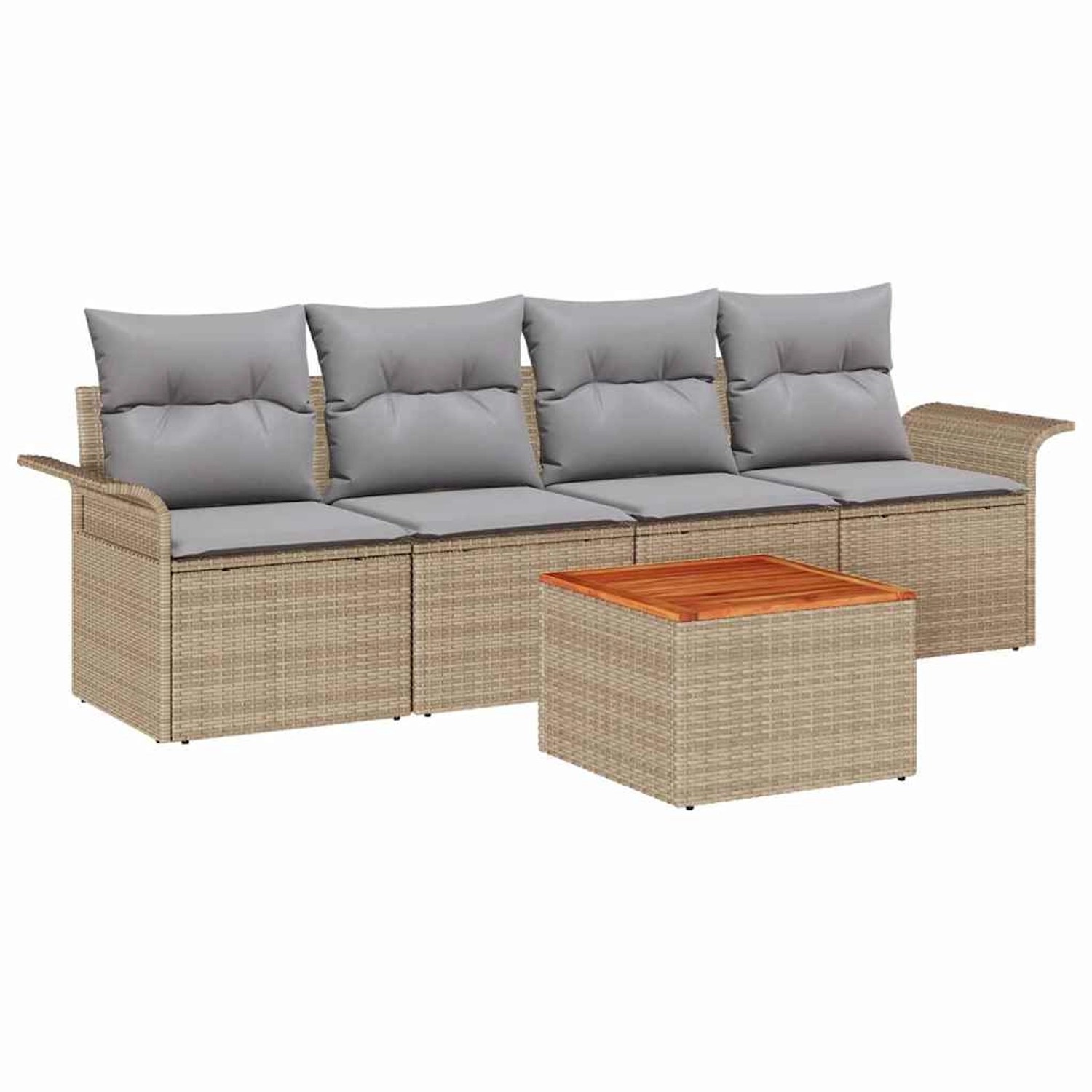 vidaXL Garten-Sofa-Set 5-Tlg Beige Poly Rattan 3347259 günstig online kaufen