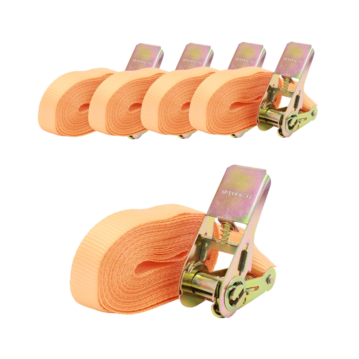TRUTZHOLM 5x Spanngurt mit Ratsche 1 Teilig 4m 800kg TÜV GS Wetterfest Robust Orange