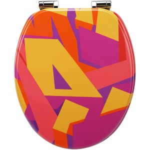 Sanfino WC-Sitz Artsy: Toilettendeckel aus Holz mit farbigem Graffiti-Design und Absenkautomatik.