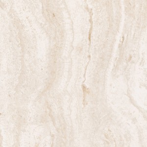 Beige Bodenfliese Feinsteinzeug Travertino, 60x60 cm, matte Steinoptik für Innenräume.