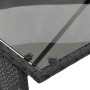 Detailansicht: Schwarze vidaXL Garten-Essgruppe mit Glasplatte und Poly Rattan Geflecht.