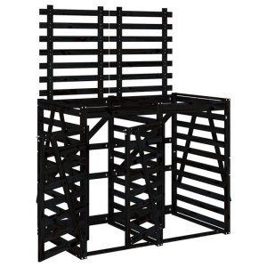 DELUKE 2er Mülltonnenbox Kiefernholz BOUMI 162x91,5x128,5cm Schwarz Mülltonnenverkleidung Für 2 Tonnen Müllbox Aus Holz