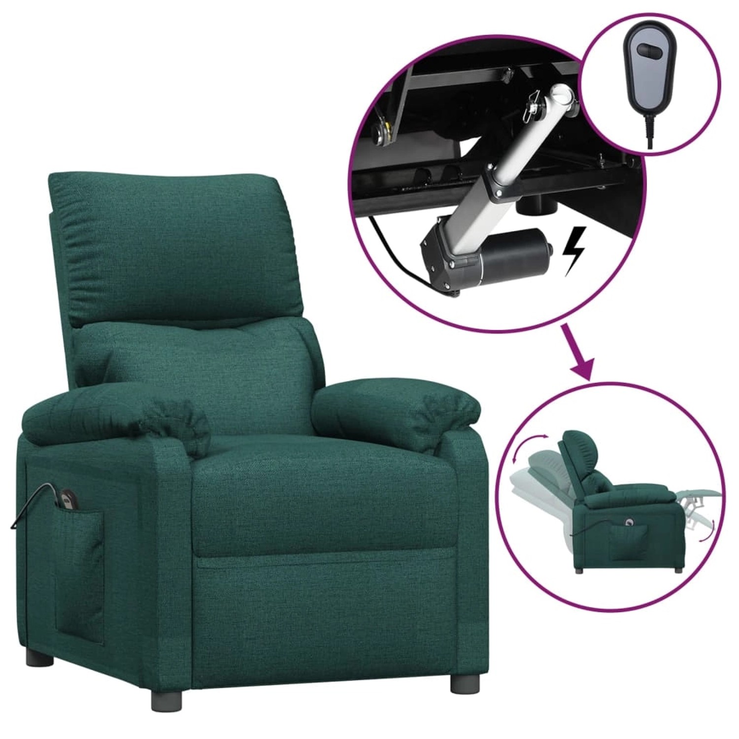 vidaXL Relaxsessel Elektrisch Dunkelgrün Stoff 3098430 günstig online kaufen