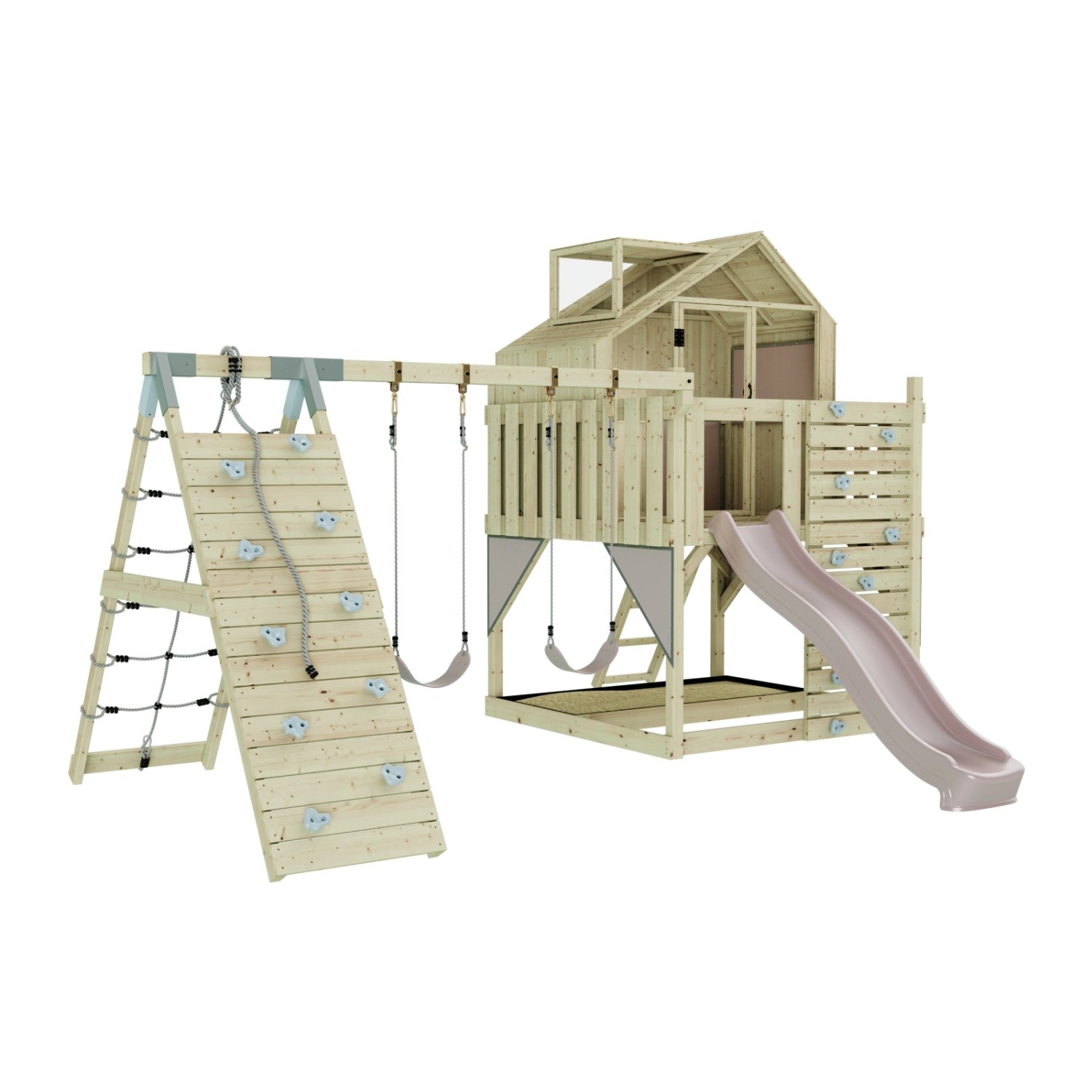 OutdoorToys Spielturm Oscar mit Kinderschaukel Altrosa günstig online kaufen